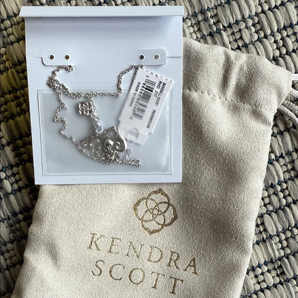 Kendra Scott Silver Necklace with Pink Gem - Picture 2 of 2